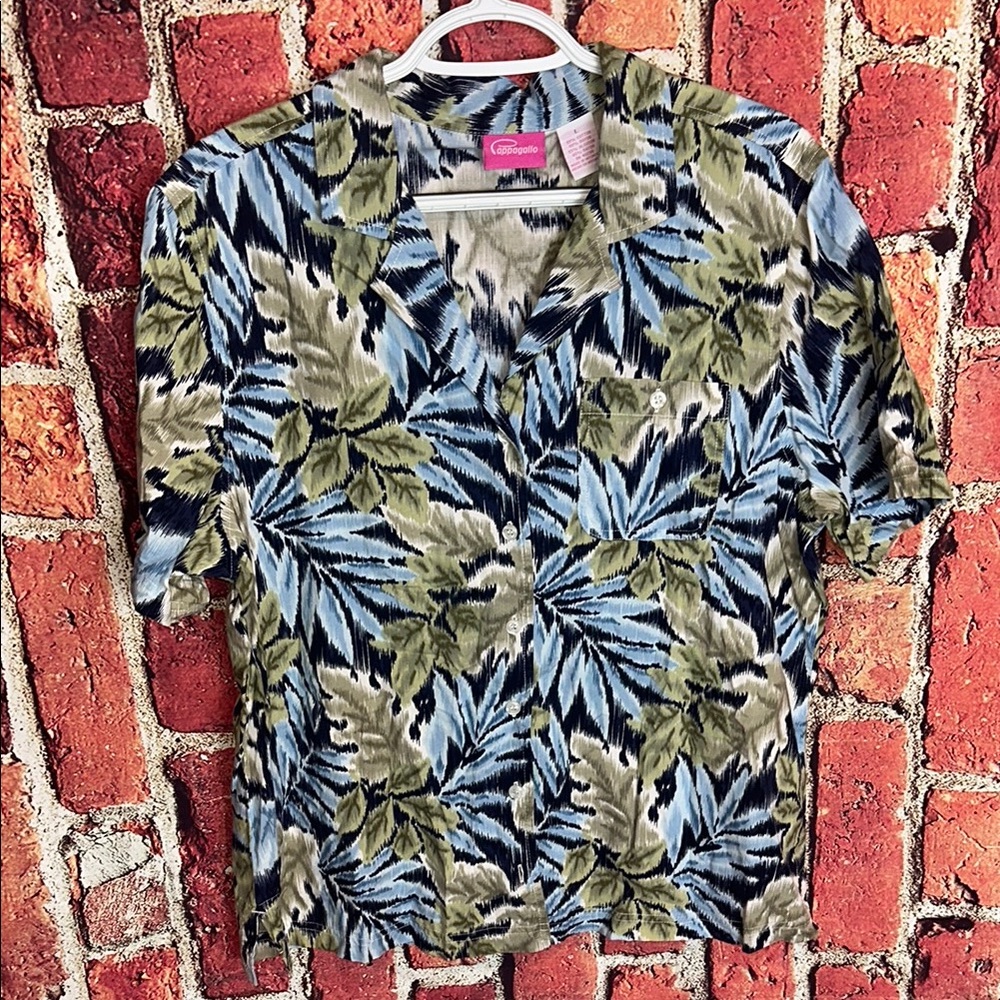 Pappagallo Large Tropical Print Cotton Rayon women Shirt